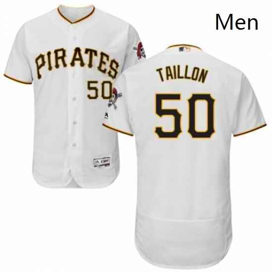 Mens Majestic Pittsburgh Pirates 50 Jameson Taillon White Home Flex Base Authentic Collection MLB Jersey